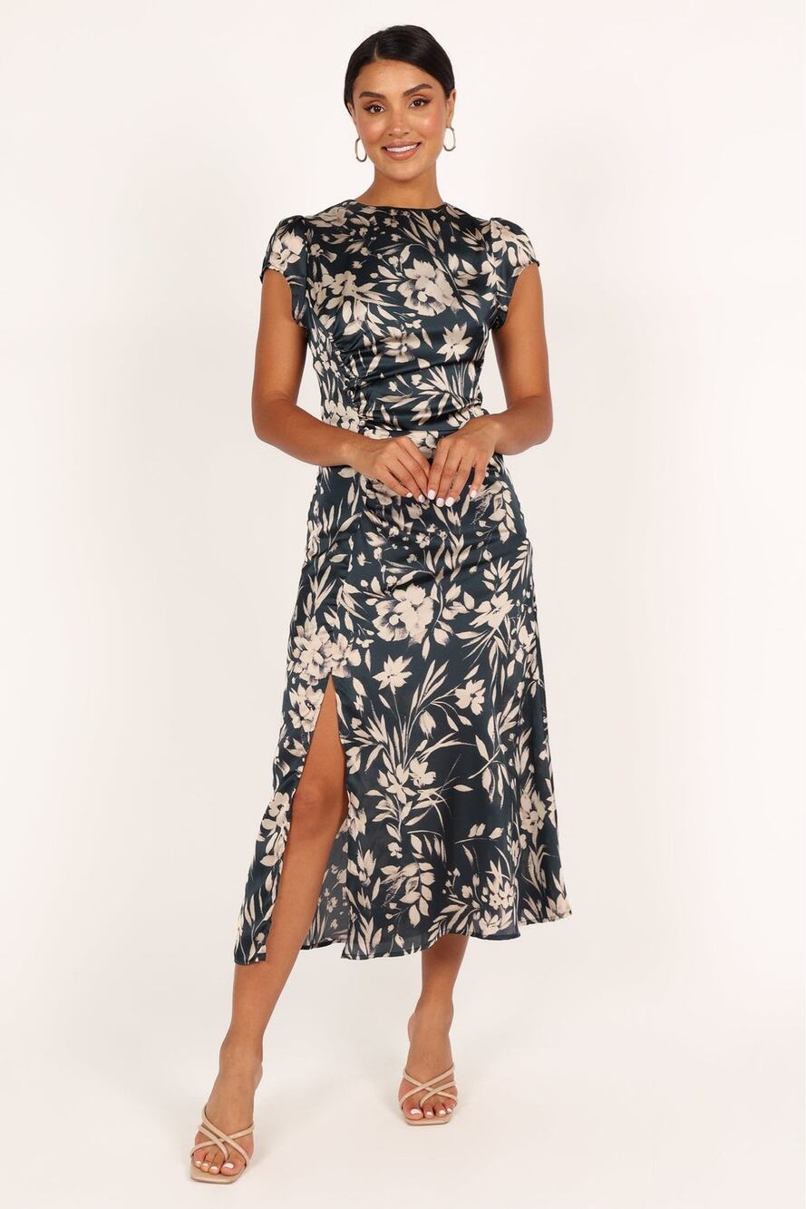 NWT Petal & Pup Lisbeth Midi Dress Size L Green / Blue Floral Romantic Feminine